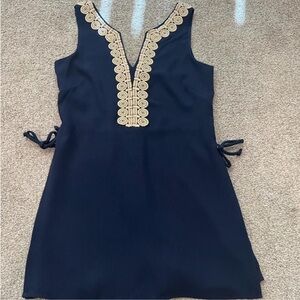 Lilly Pulitzer Navy Jumpsuit with Gold Embroidery